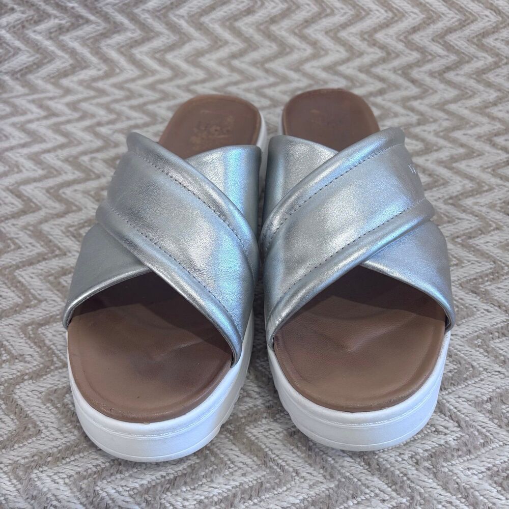 UGG Zayne Crossband Metallic Leather Platform Sandals - Picture 4 of 9